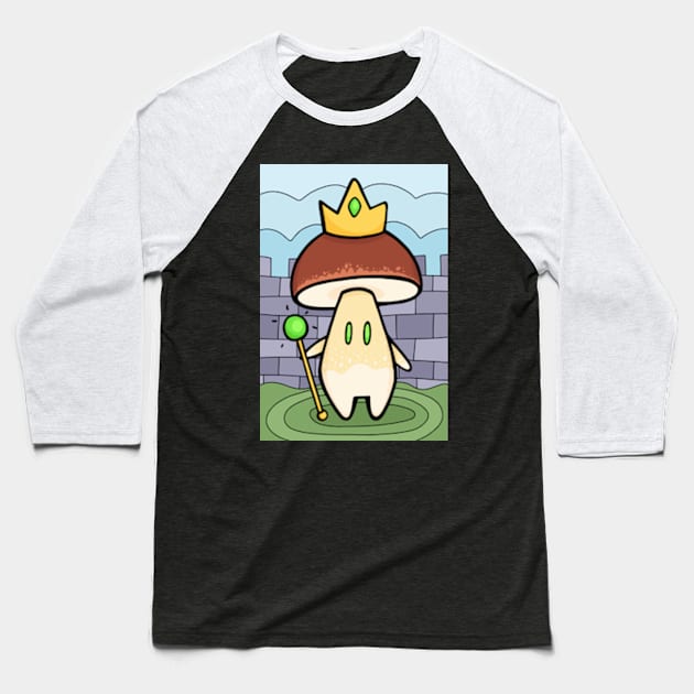 King Bolete Full Digital Illustration Baseball T-Shirt by JadedOddity